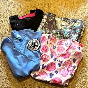 4 size small scrub tops bundle